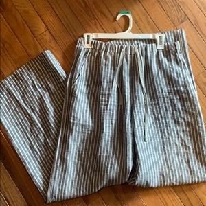 NWOT wide leg striped linen pants